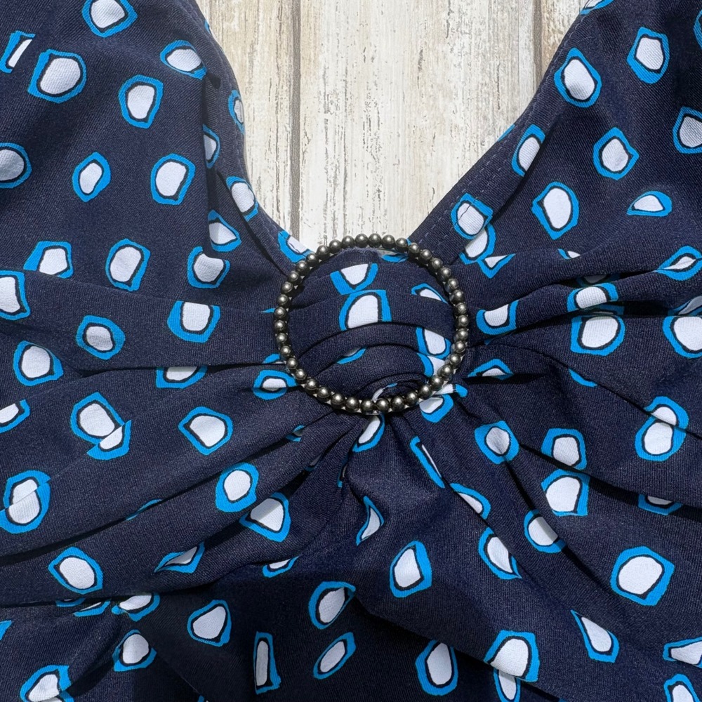 Coco‎ Reef Swimdress 32C Navy Blue NWT Ruched Underwire Ruffle Swimsuit Slimming - Picture 3 of 14